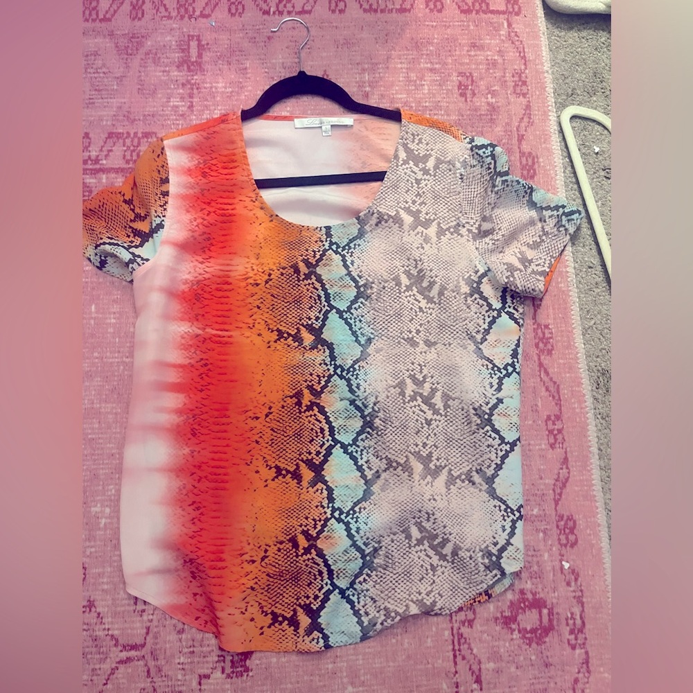 SOLD Lovers&Friends silk snake print colorful top size Small.